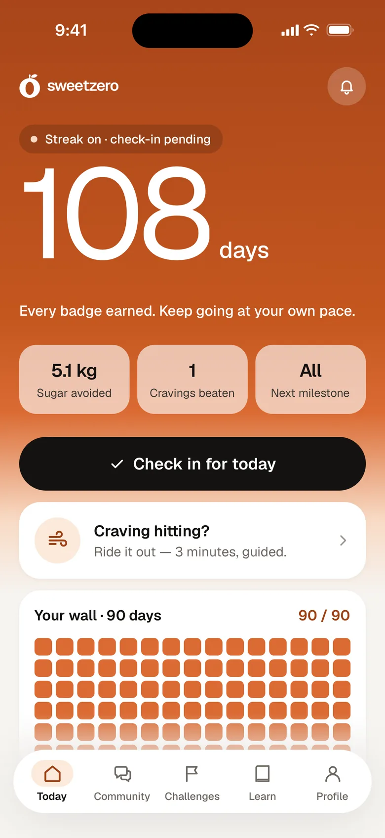 Today: a 108-day sugar-free streak